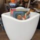 Design magazine rack in milky white by Elie Jacobson