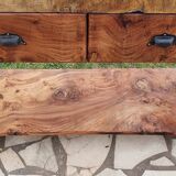 Old elm workbench, elm magnifying glass and oak. Renovated and pampered. 190cm.