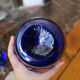 Legras vase en verre bleu marine émaillé à décor de fleurs de lys