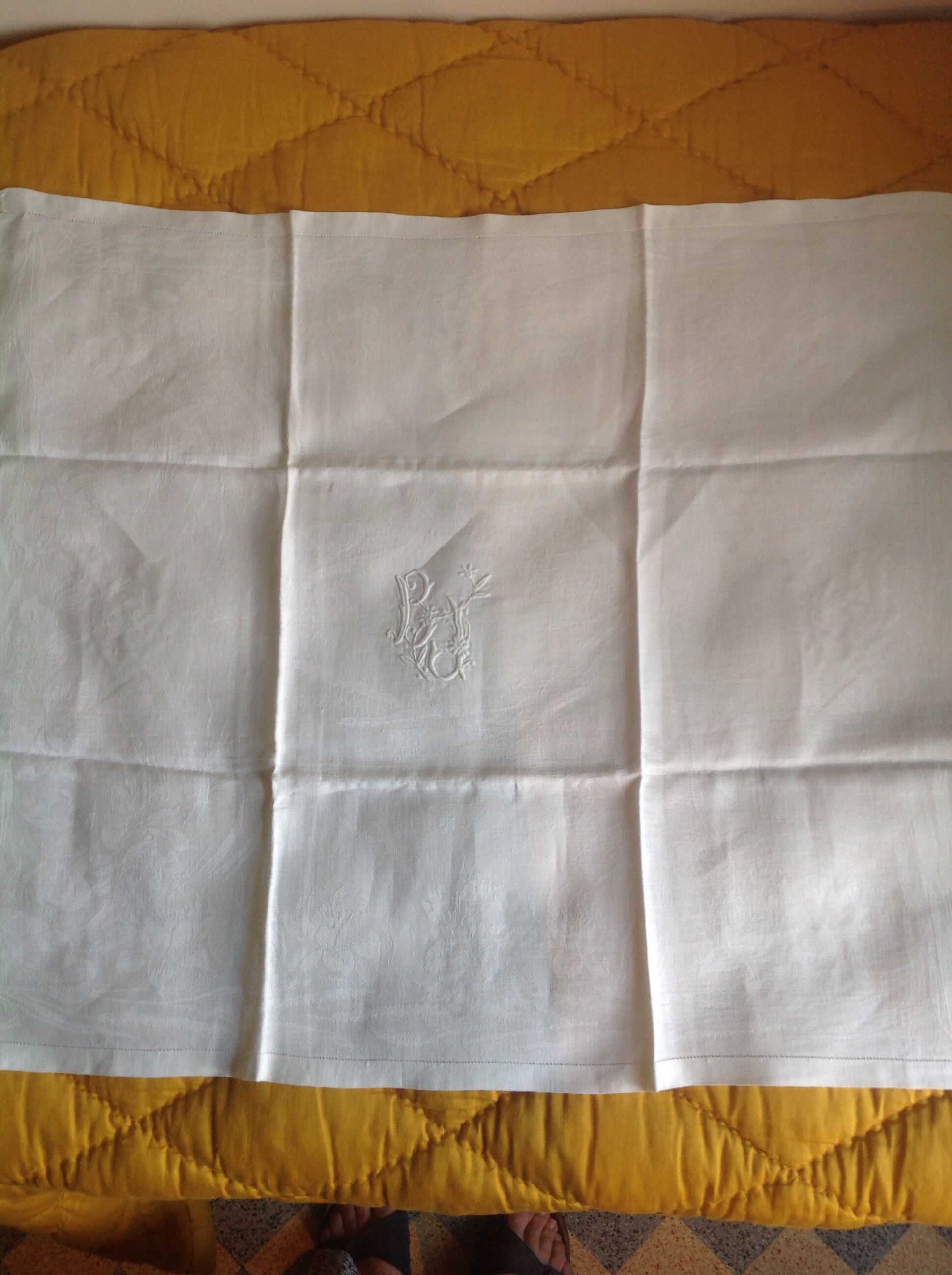 Set de 6 serviettes coton damassè monogrammèes