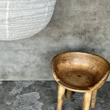 Very large Japanese-style natural rattan and linen pendant light in the shape of a drop H65 D70