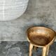 Très grande suspension en rotin et lin naturel japonisante en forme de goutte H65 D70