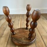 Low wooden stool turned solid 70s