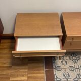2 60's oak bedside tables