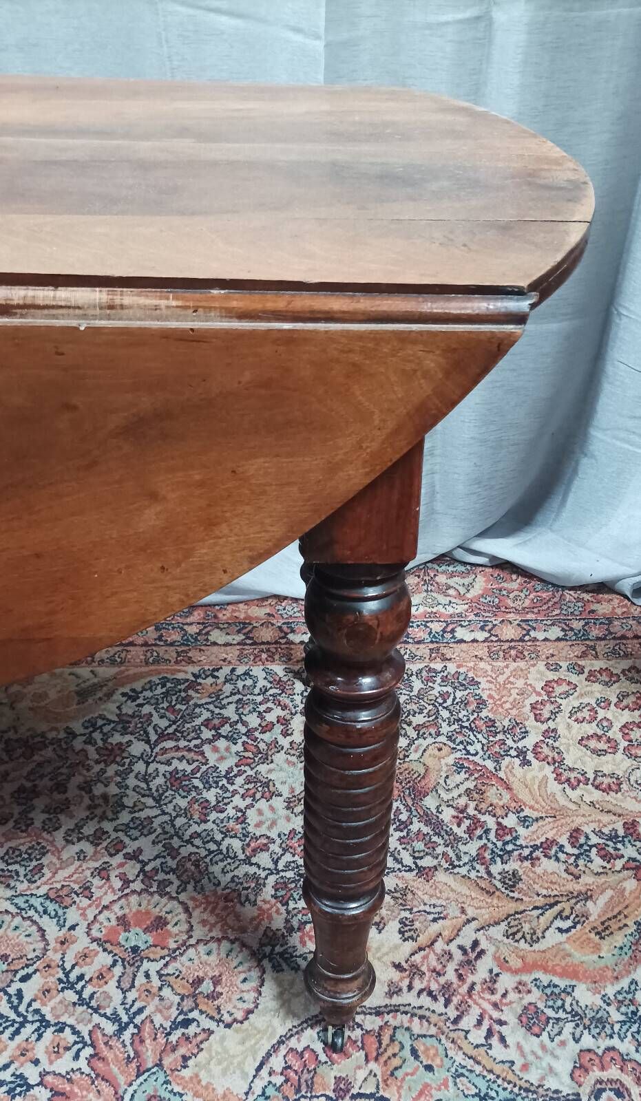 19th-century Louis Philippe walnut drop-leaf table.