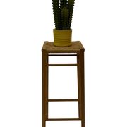 Tabouret vintage années 60 en chêne avec assise tressée