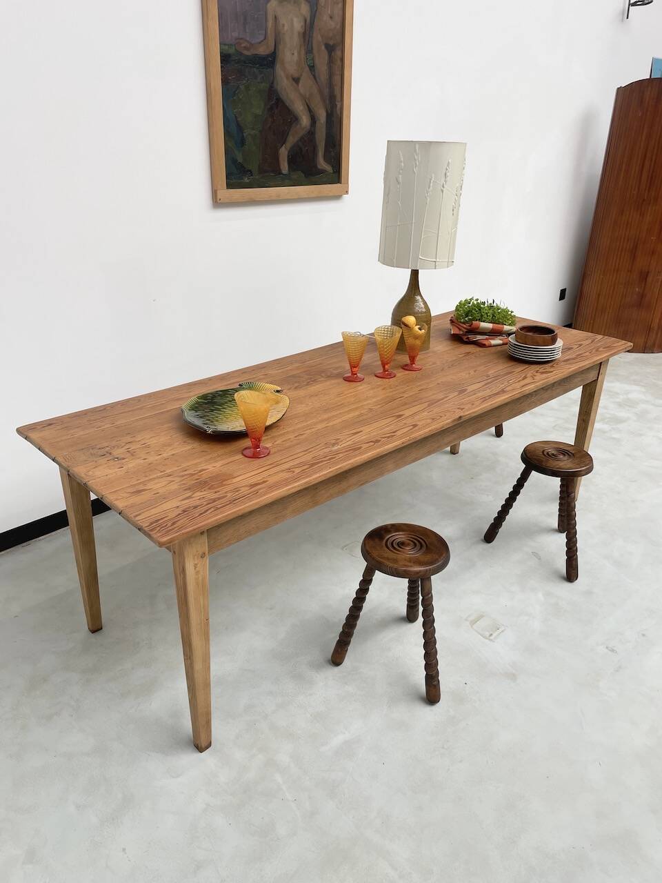 Pine and oak farmhouse table 220 cm