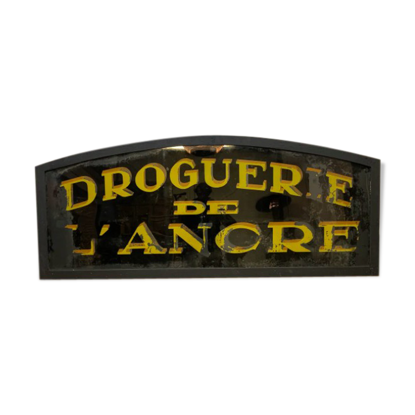Ancient sign painted on Glass Drugs of the Anchor 1920