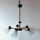 Vintage chandelier in molded glass, brass and steel - 5 branches - 1960s
