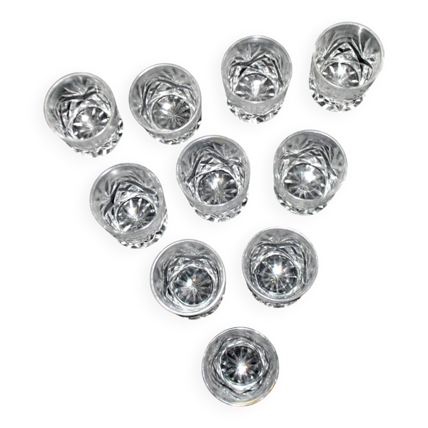 Lot de 10 verres shooter à alcool liqueur rhum cristal taillé lemberg junon