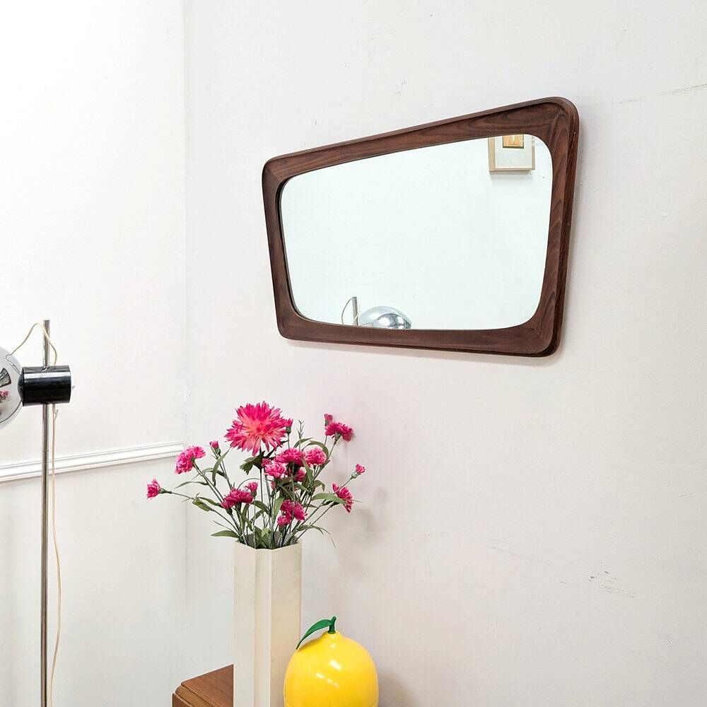 Vintage Scandinavian teak mirror from the 1960s.