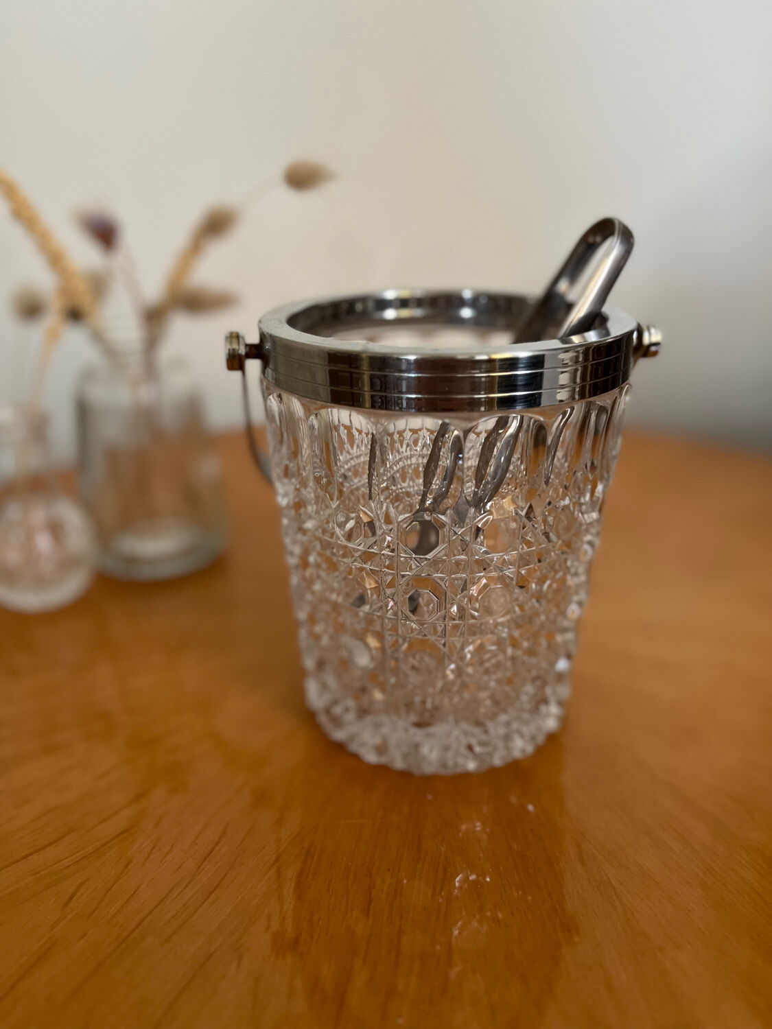 Ice bucket with its pliers