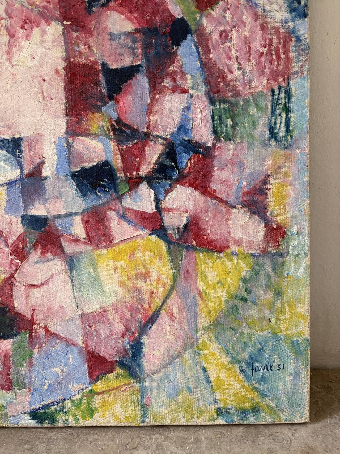 Composition abstraite, signé Favre 1951