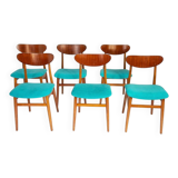 Blue wooden dining chairs, Italy 1950s