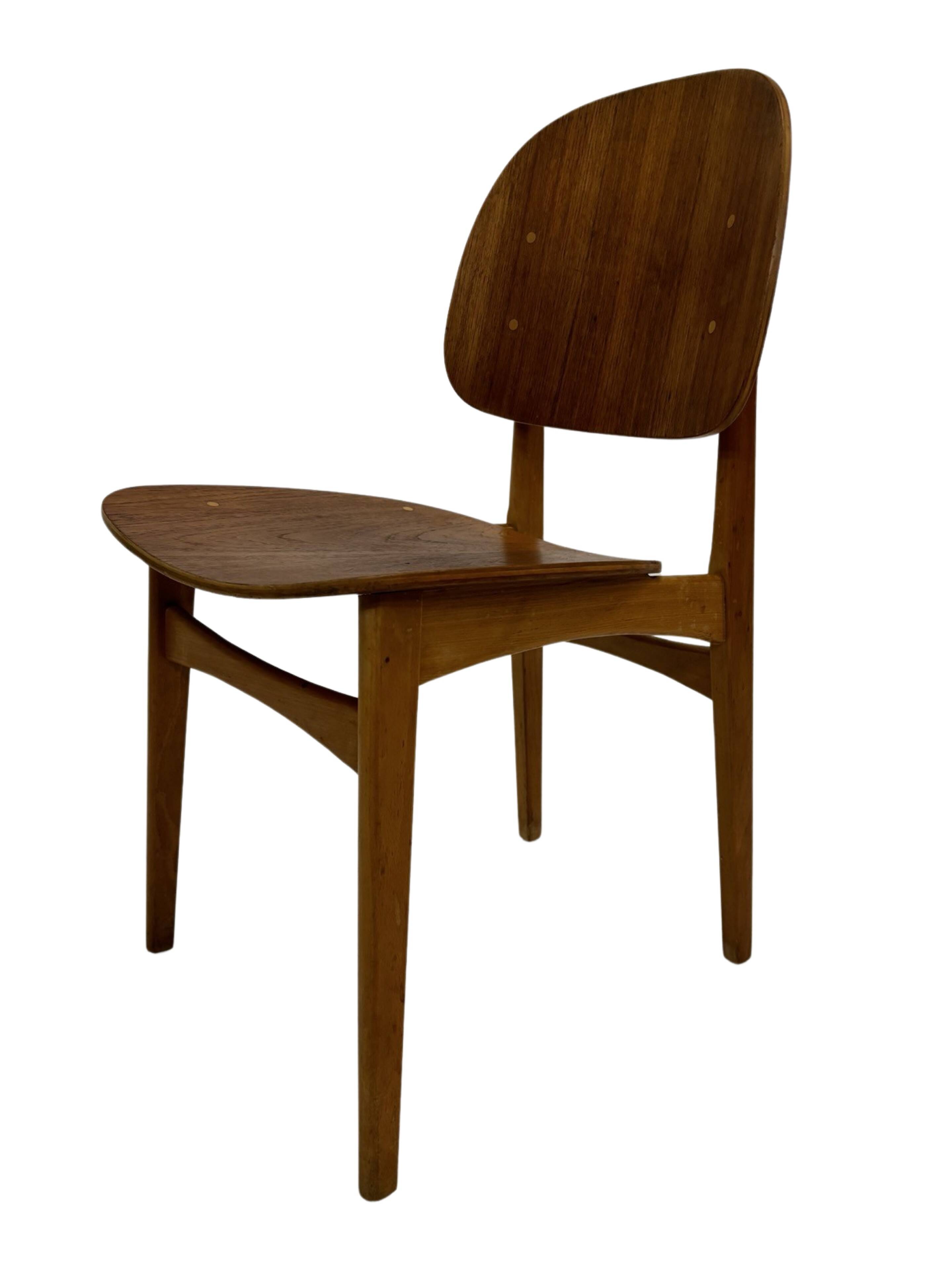 Vintage dining room chair Scandinavian 1960s plywood and teak design