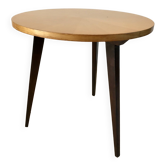 Tripod coffee table in wood and two-tone marquetry Scandinavian design 50s-60s