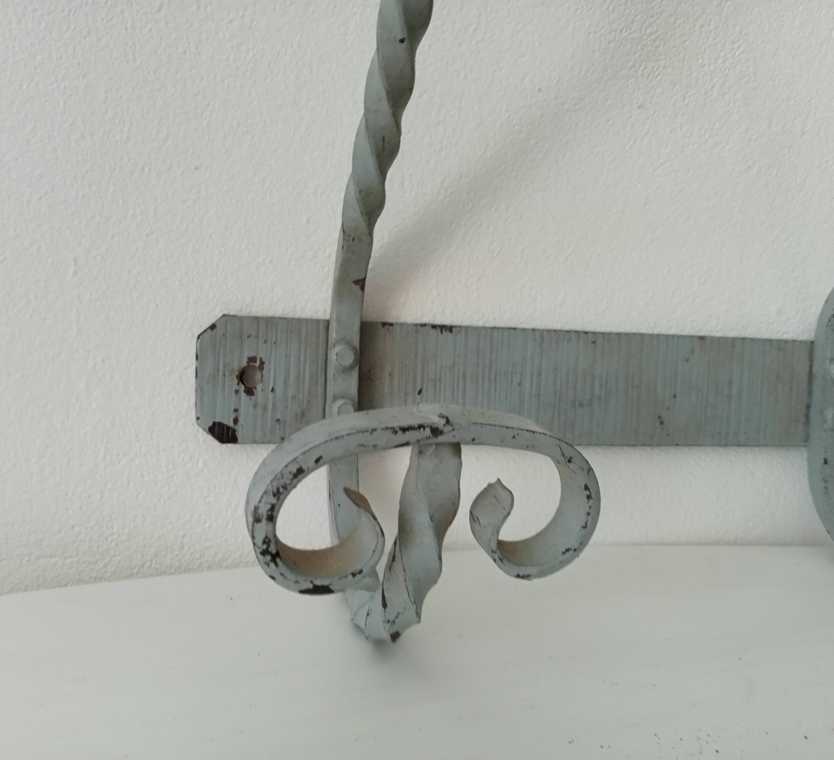 Vintage wrought iron wall coat rack