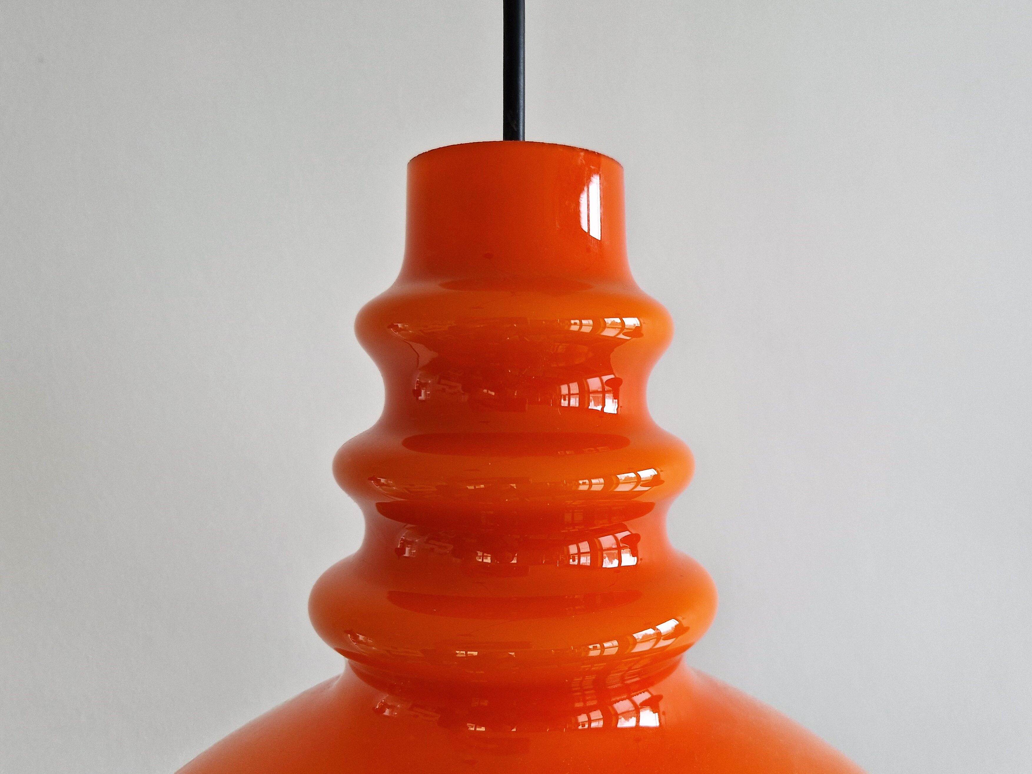 German Orange Glass Pendant Lamp by Peill & Putzler, 1960s