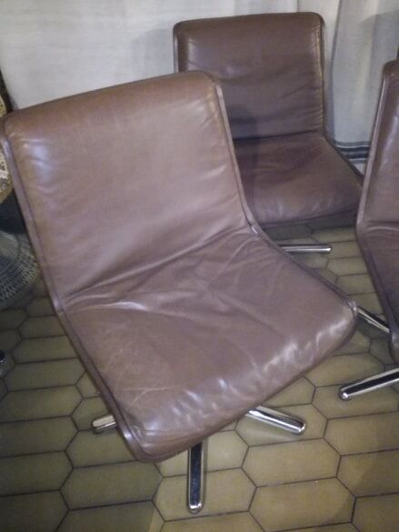 Set of four leather chairs Wilkhahn Germany design 1981