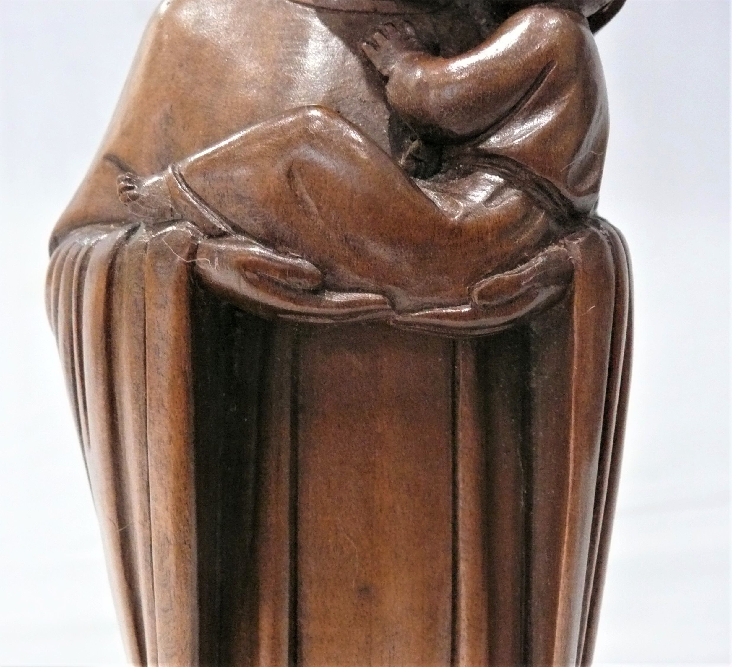 Sculpture wood virgin and child signed