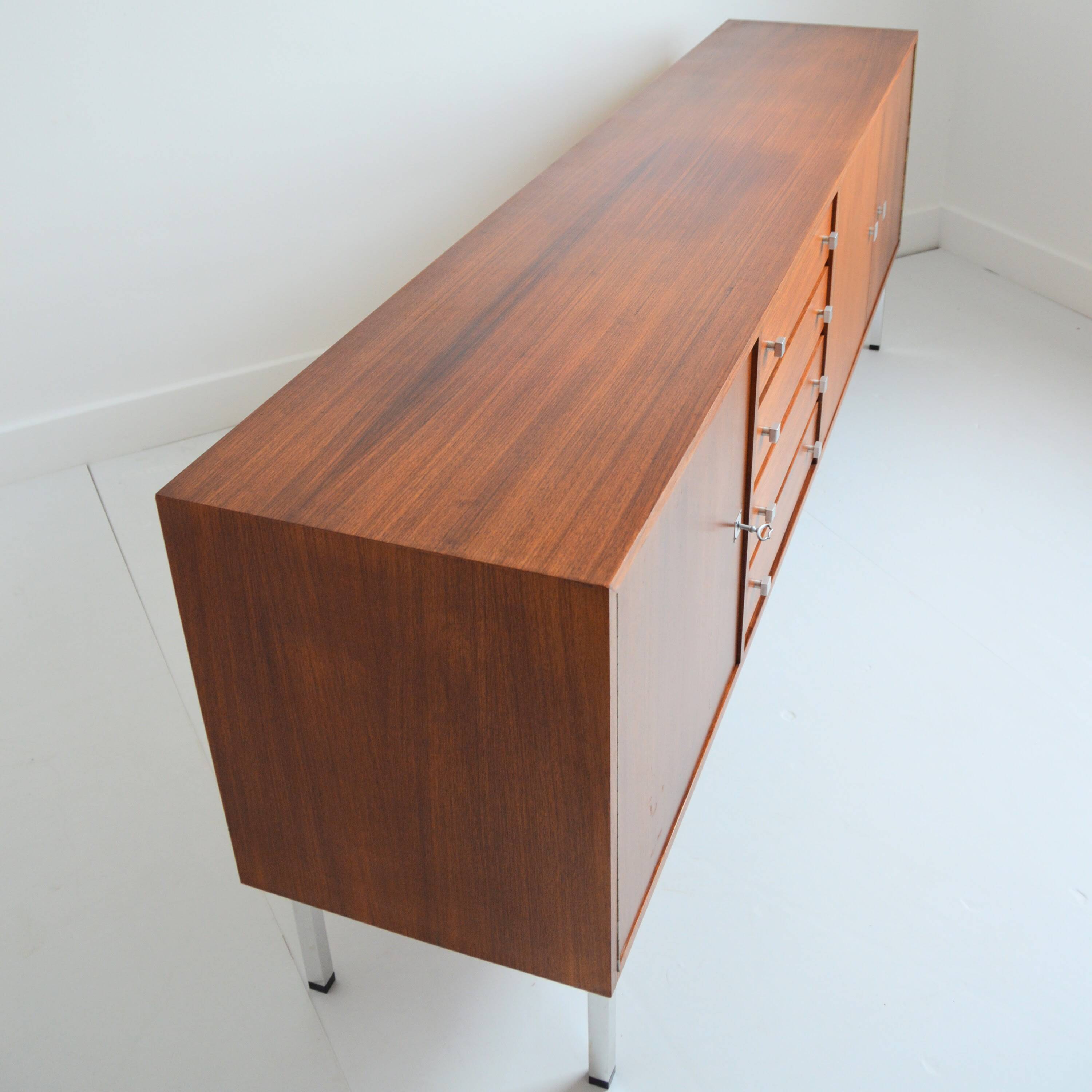 Superb teak and chrome sideboard 1960 vintage Belgium