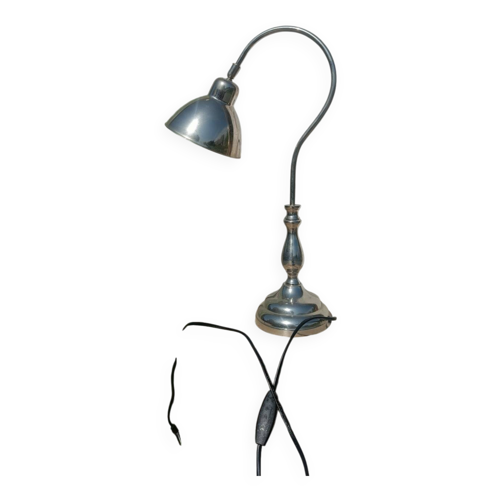 Chrome metal design table lamp – swan neck style