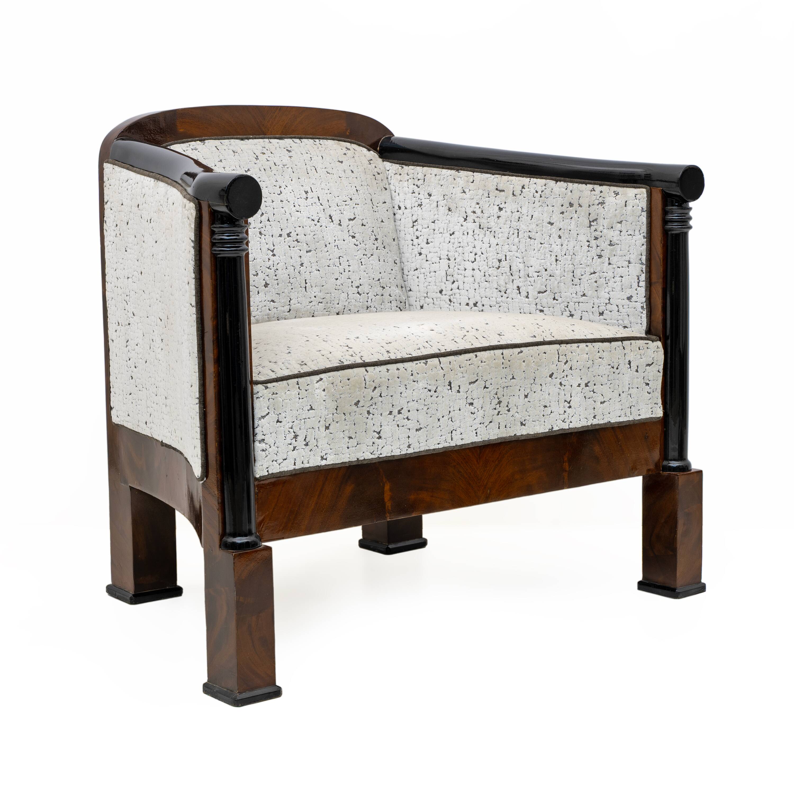 19th Century Biedermeier Mahogany Feather Two Armchairs and Sofa, Vienna