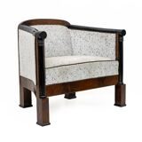 19th Century Biedermeier Mahogany Feather Two Armchairs and Sofa, Vienna