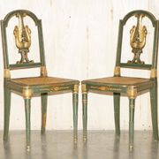 Paire Antique Chaises d'Appoint William Kent Empire Sculptées en Cygne