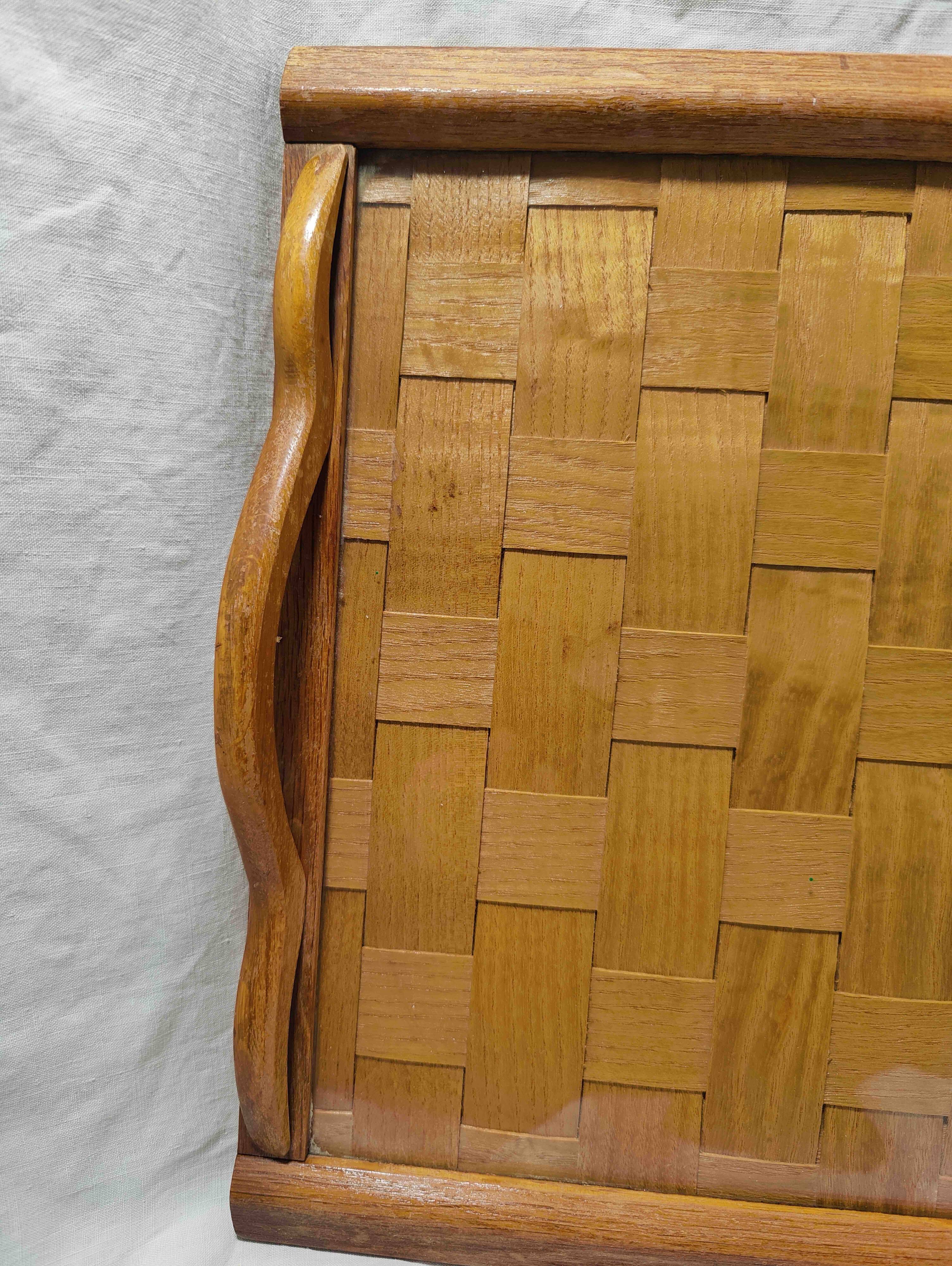 Woven wooden tray