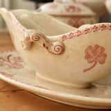 Antique sauceboat made of red ironstone, Lunéville model Lucien.