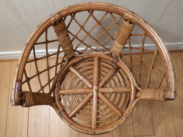 Vintage gold rattan armchair