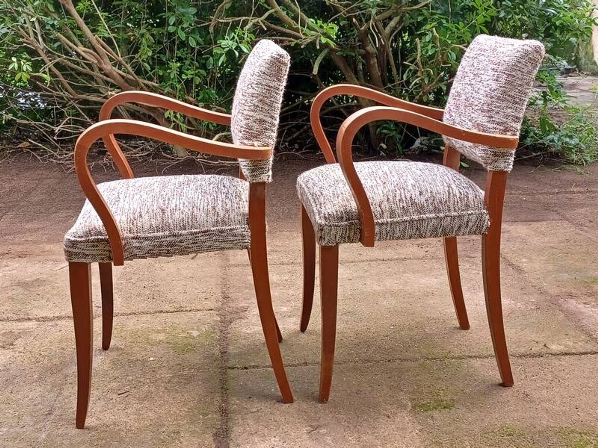 Bridge chairs in Art Deco fabric from the 1950s and vintage.