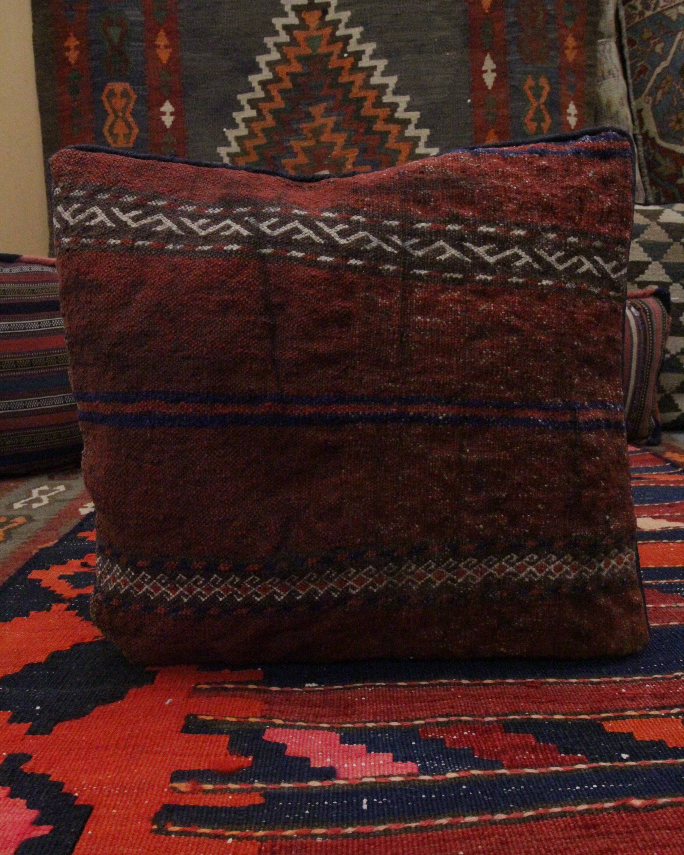 Traditional Handwoven Wool Deep Red Cushion Cover  41x41cm