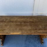 Monastery table and bench set in solid chestnut