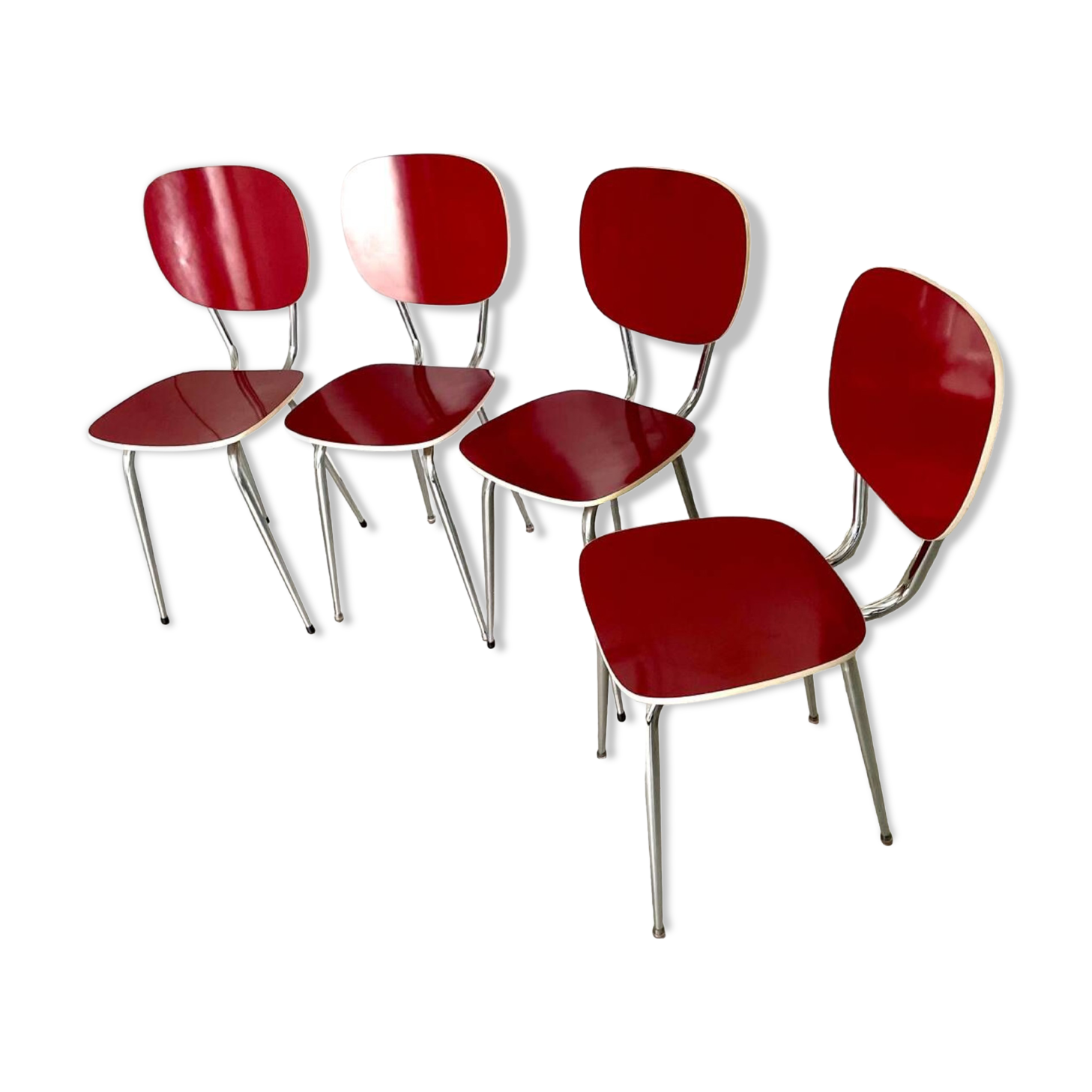 Set of 4 chairs 1960 Formica red perfect condition