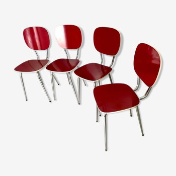 Set of 4 chairs 1960 Formica red perfect condition