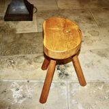Vintage tripod stool in solid elm denmark 1960s
