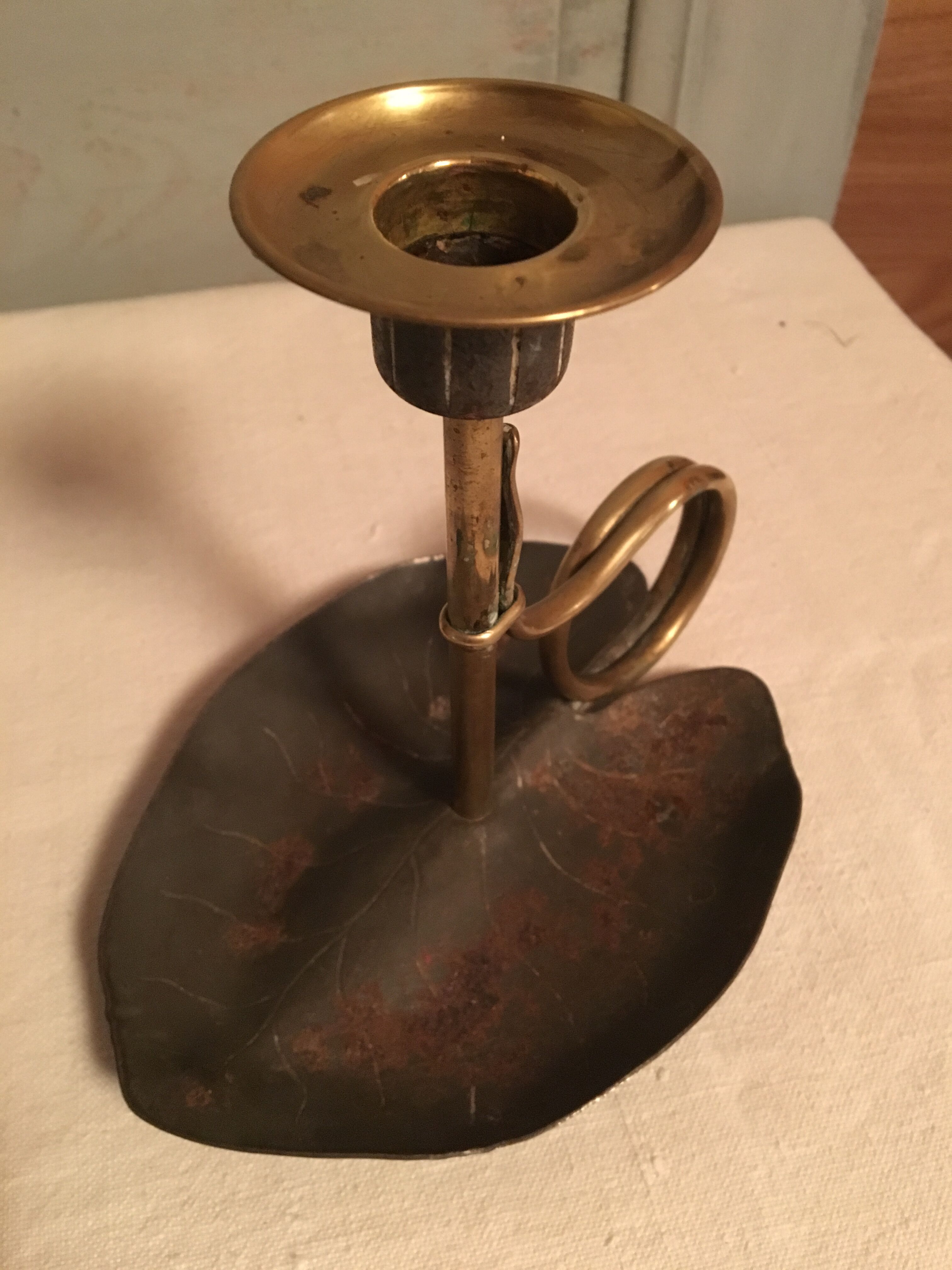 Pair of Art Nouveau-style "water lily" candlesticks
