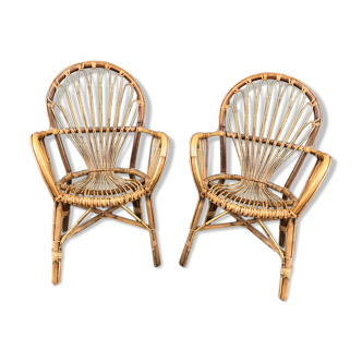 Pair of vintage rattan armchairs