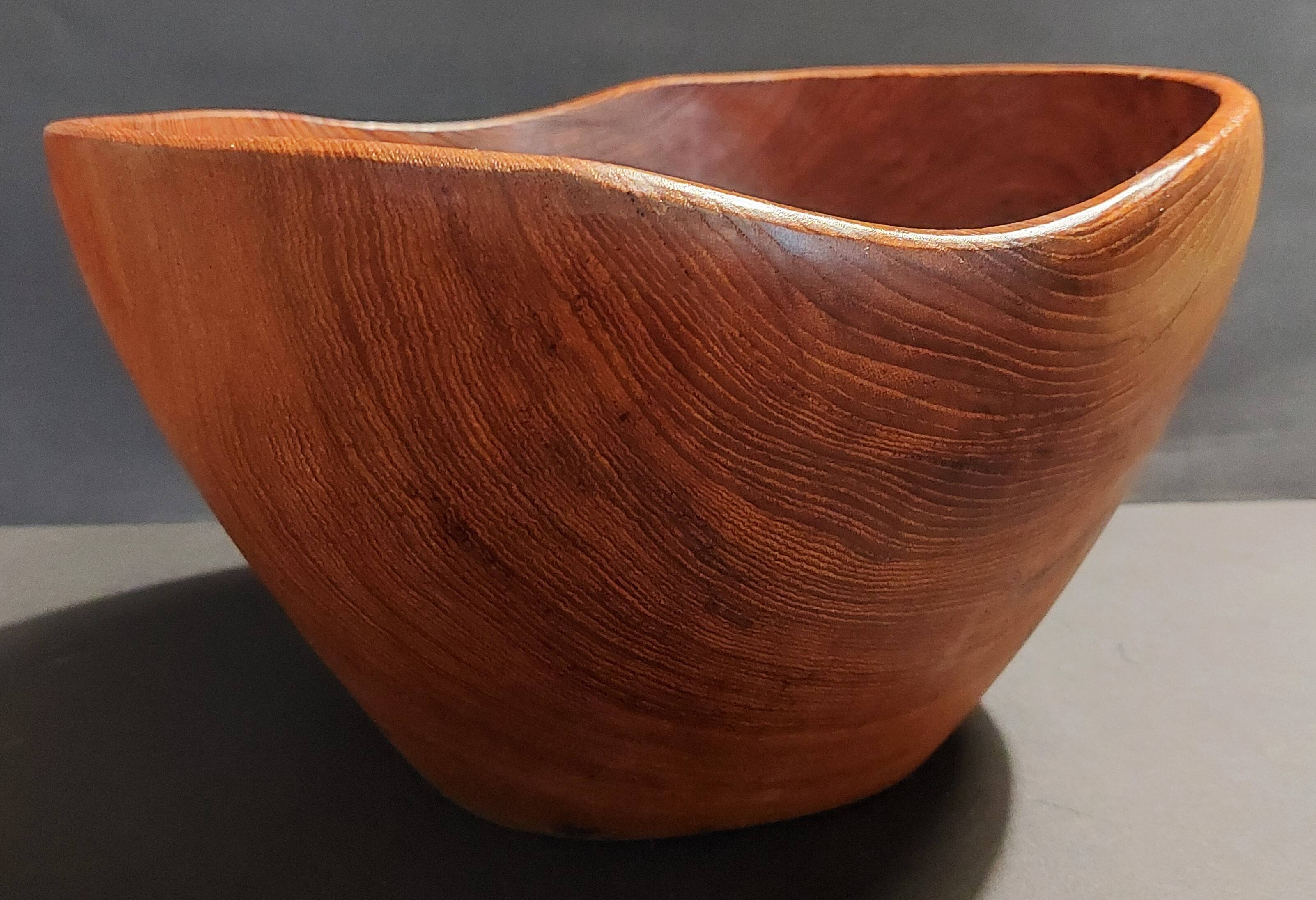 Vintage brutalist decorative wooden salad bowl 30 cm