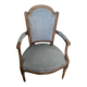 Pair of cabriolet armchairs in light grey and dark grey Louis XV style.