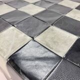 Vintage leather patchwork pouf, 1980s