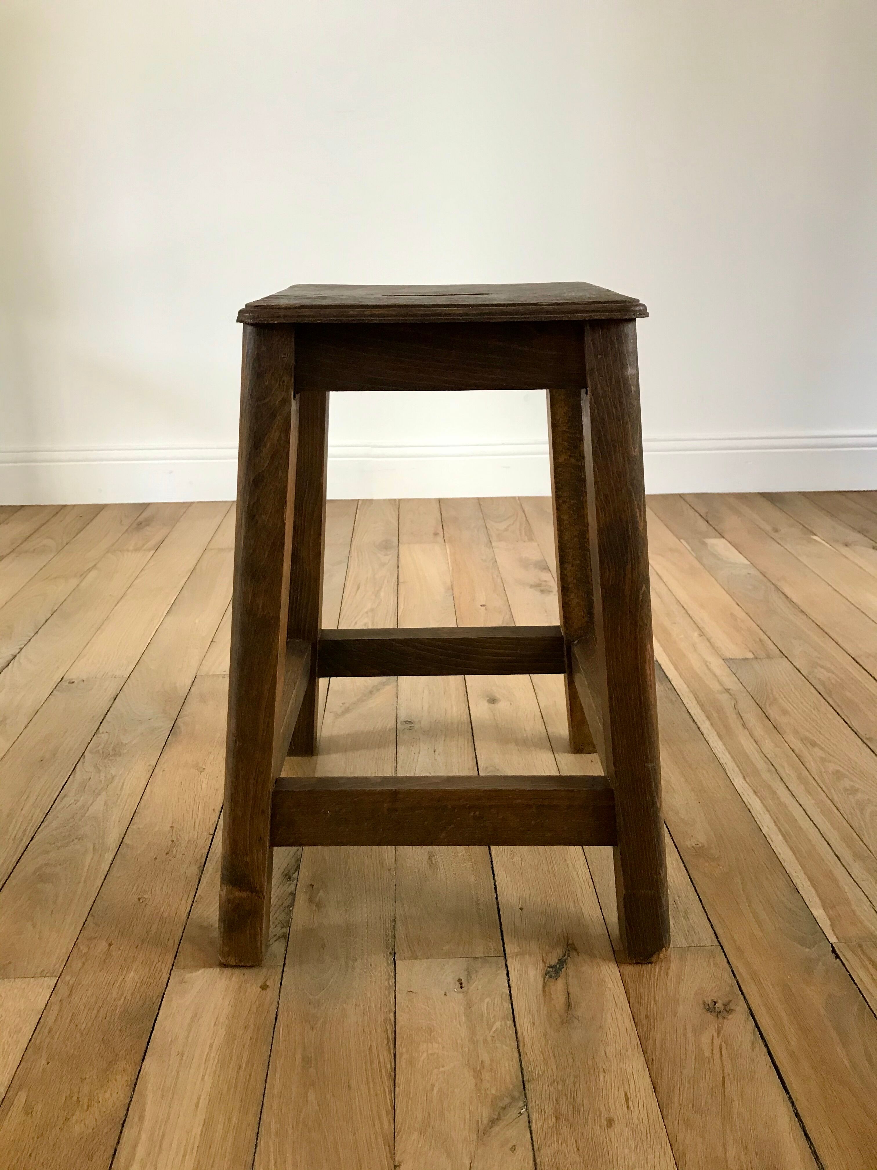 1950s wooden workshop stool