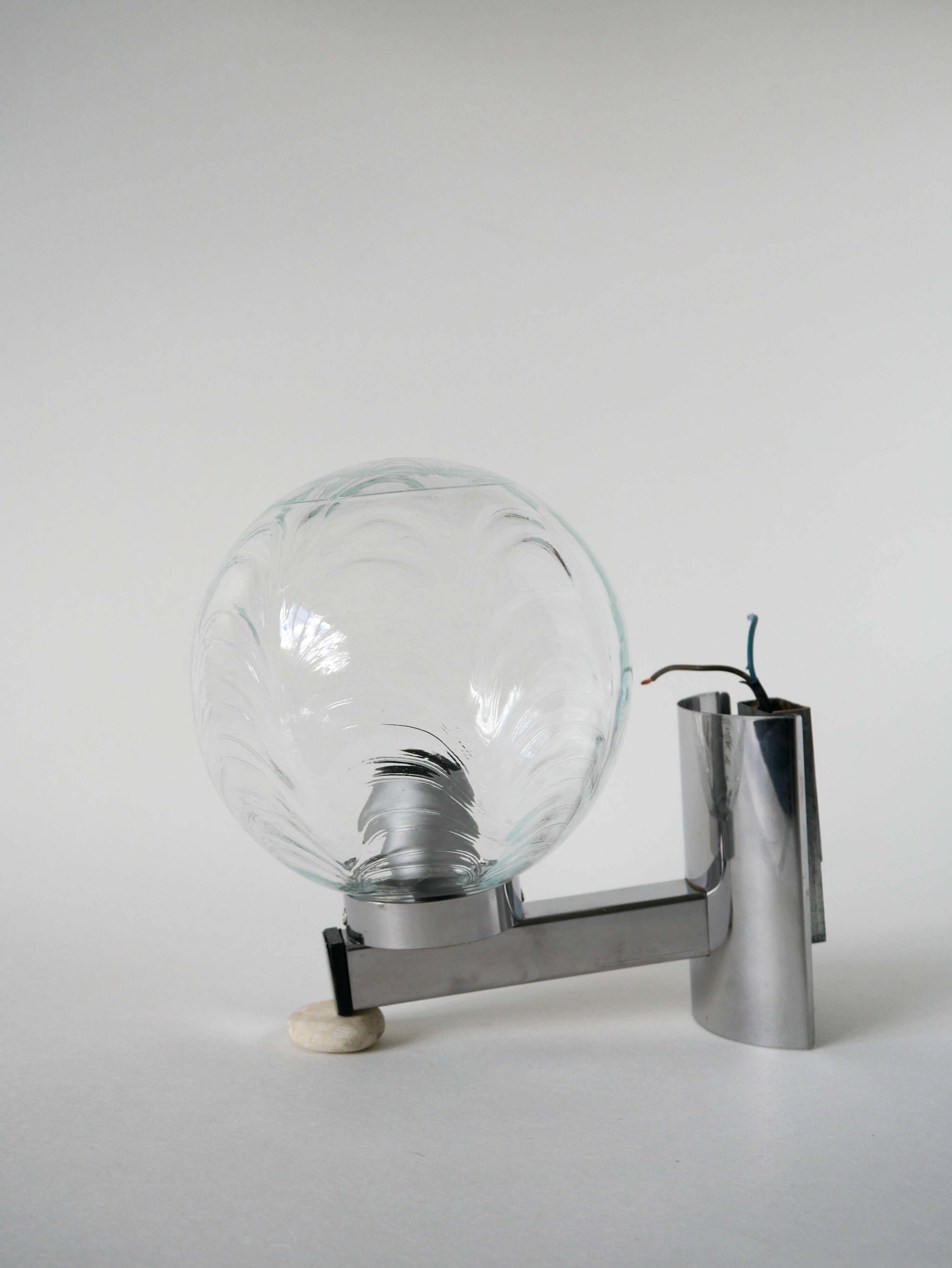 Chrome and molded glass wall lamp, 1970