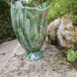Unique Shell Vase Hand Enameled Green