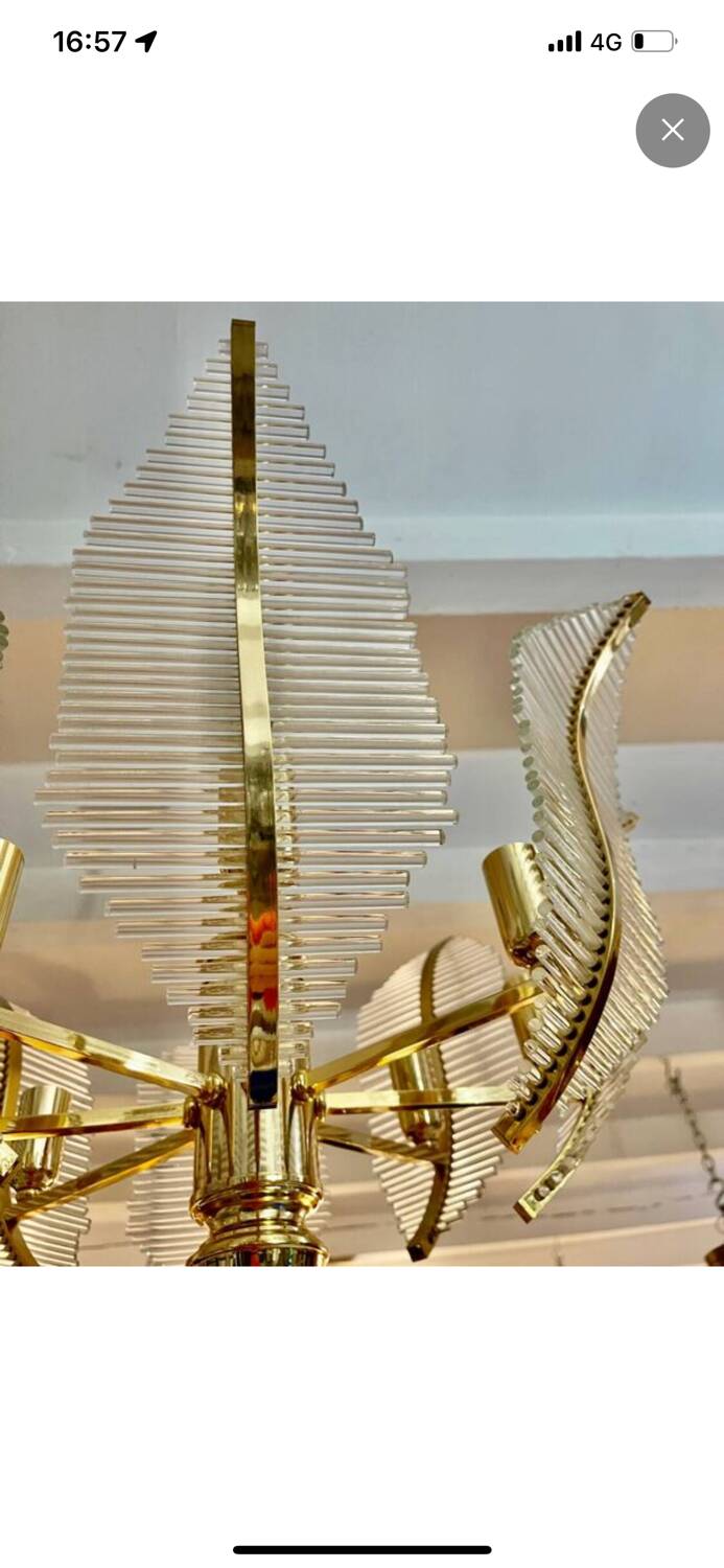 Venini Palm chandelier in glass and gilding, Italy 1980