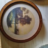 Three small round paintings