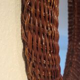 Round woven rattan mirror, 1970