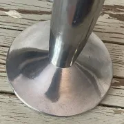 Pair of minimalist polished aluminium candle holders